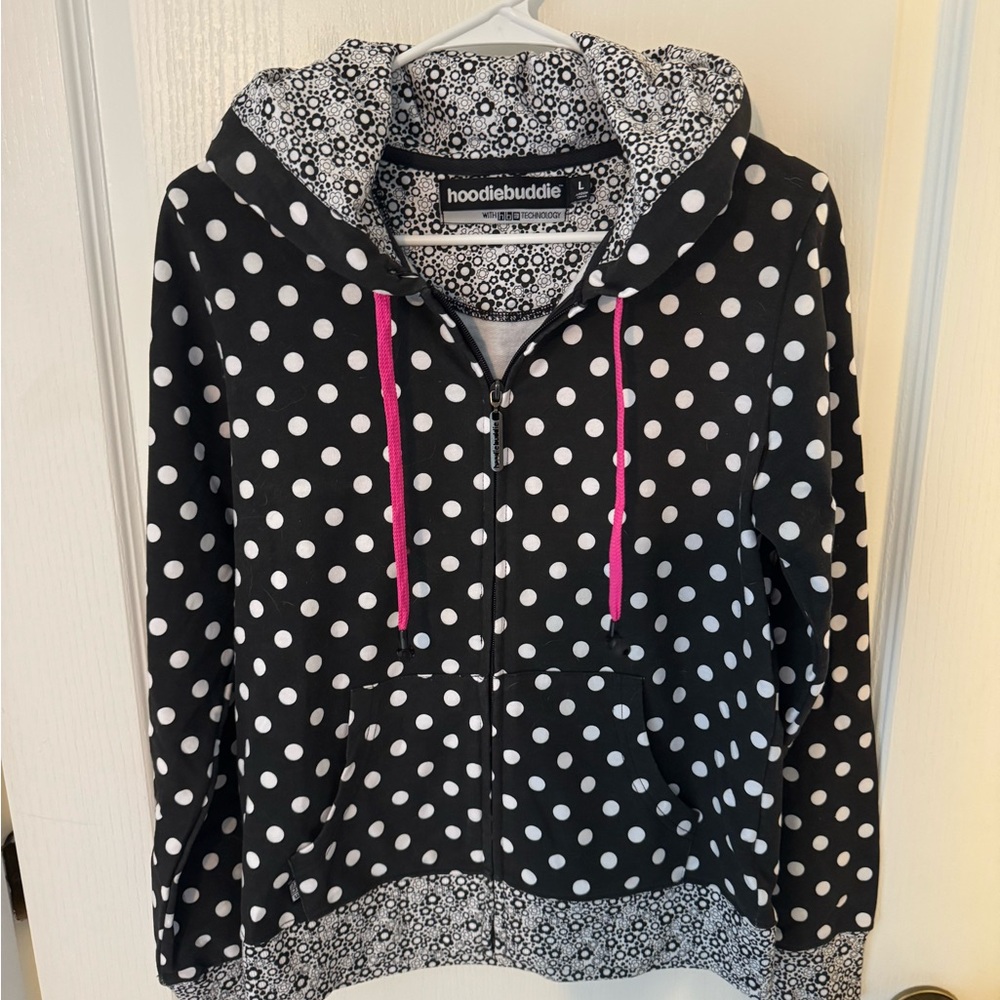 HoodieBuddie Black Polka Dot Women's Hoodie